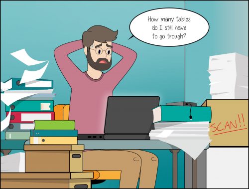 1 Unhappy scene eng Comic: person despairs of chaos